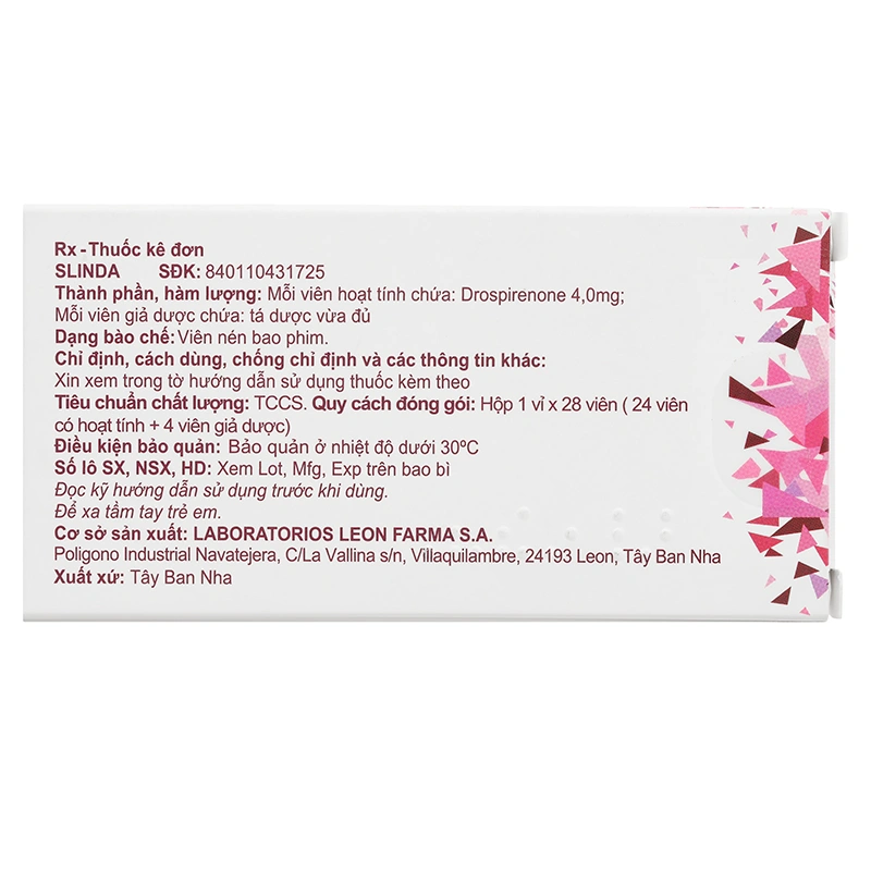 Slinda thuốc tránh thai hằng ngày (1 vỉ x 28 viên) - 2